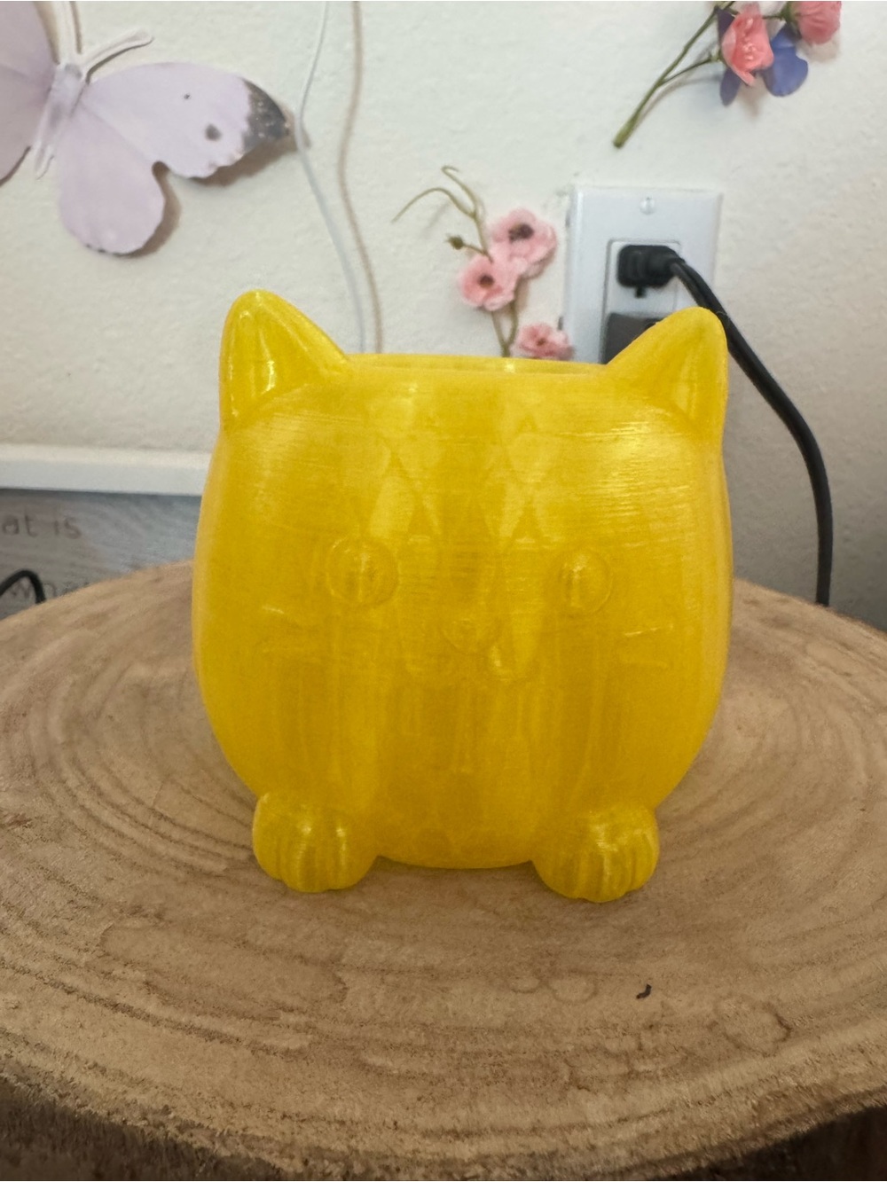 Yellow Cat Planter - Decorative Home Accent